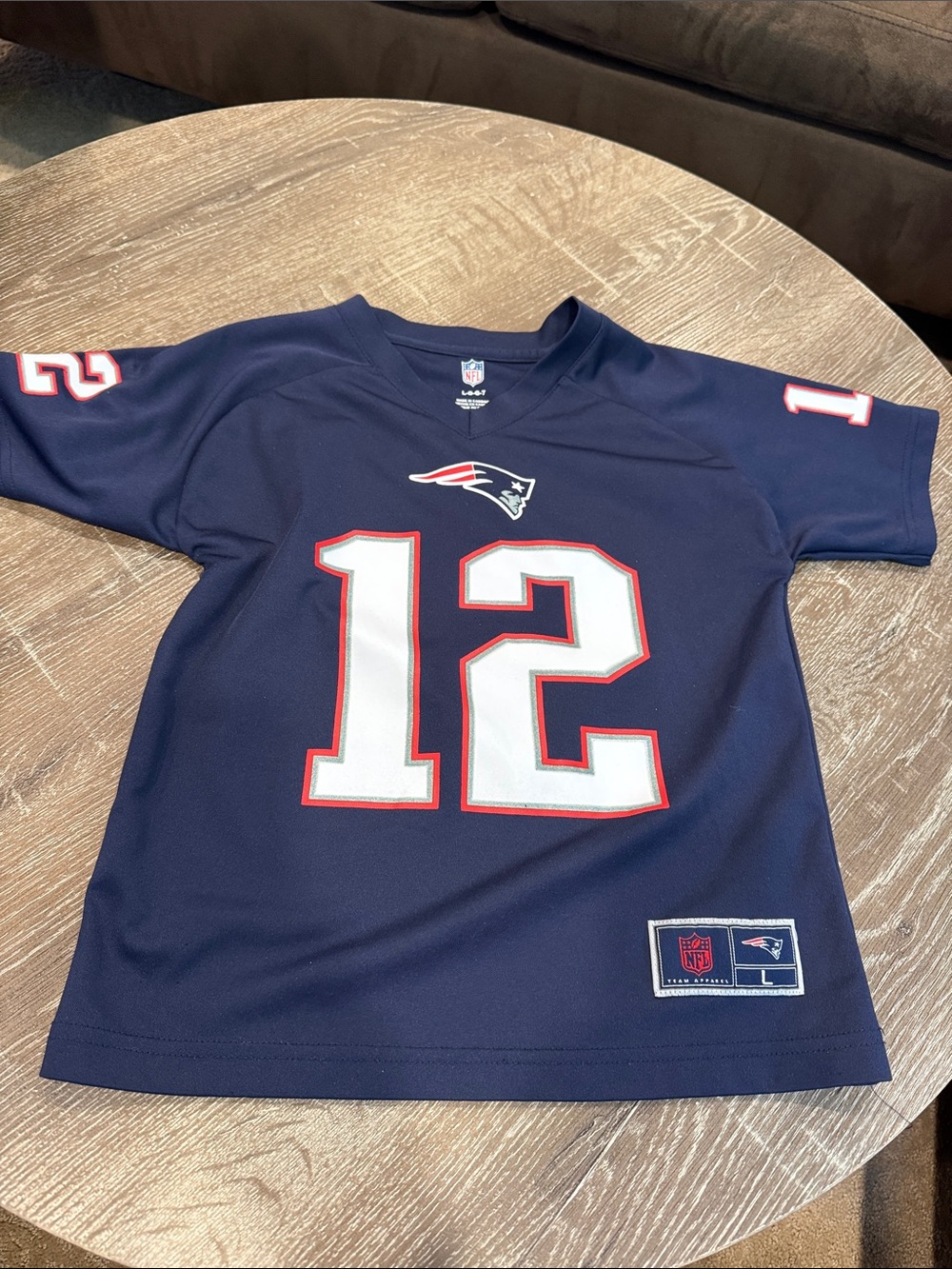 Brandy Melville Kids Navy Football Jersey with White & Red Numbers